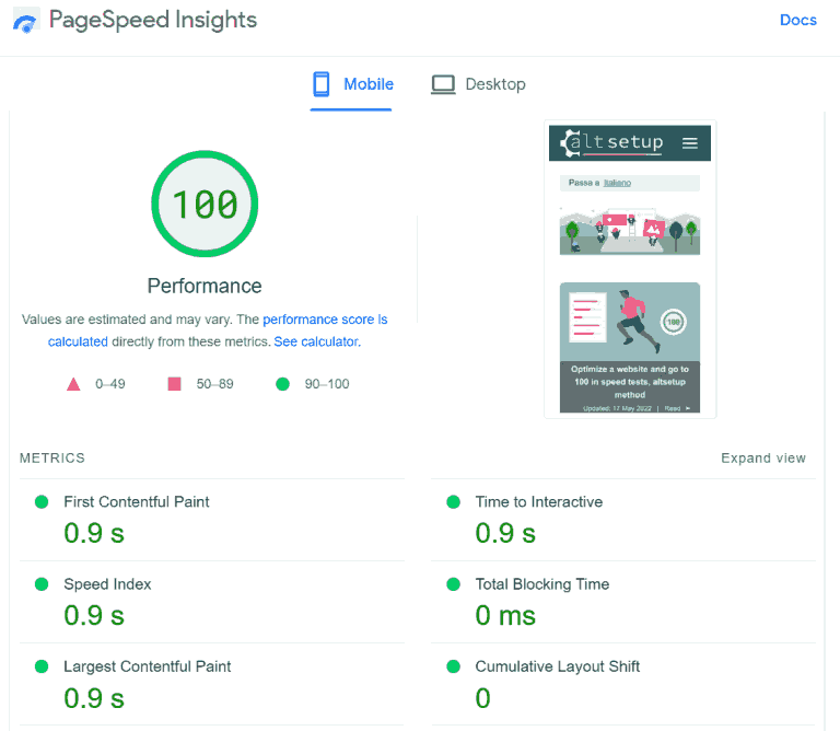 pagespeed insight mobile